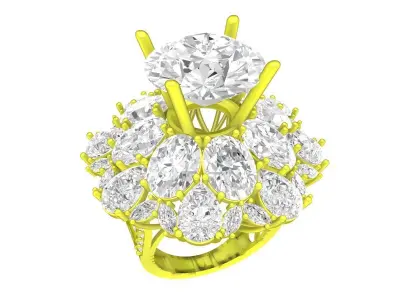 A7190 Luxury Diamond Flower Engagement Ring For Women 3D Model 3D print model