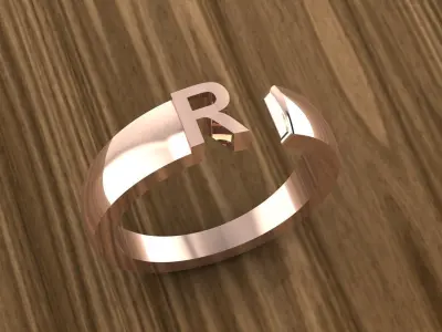 Alphabet Ring R 3D print model
