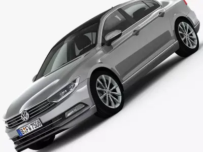 Volkswagen Passat 2015 detailed interior 3D model