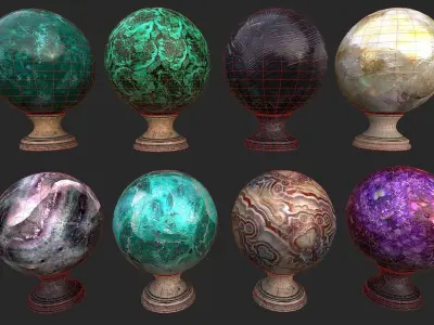 Fortune Teller Set Low-poly 3D model