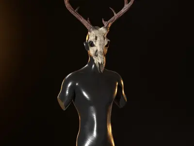 Deer Skull Mask Low-poly 3D model
