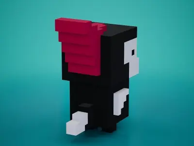 Voxel - Woodpecker Low-poly 3D model