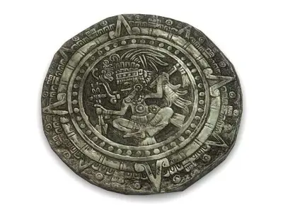 Aztec stone Low-poly 3D model