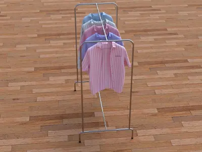Textured Hanged shirts Rack 3D model