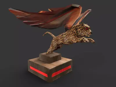 Winged Leopard Statue  Low-poly 3D model