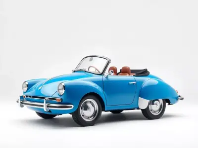 Azure Convertible Classic Car model pack Low-poly 3D model