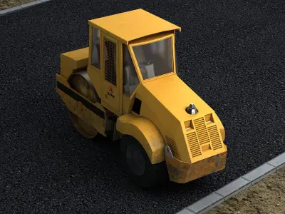 Construction municipal vehicles road rollers construction 3D model