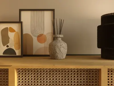 cane table decor interior scene 3D model 3D model