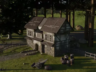 Medieval House Free low-poly 3D model 2