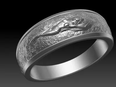 naked girl themed ring 3D print model