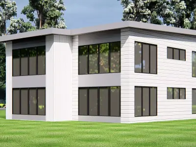 Modern Two Story American  Contemporary Architectural Design 3D model
