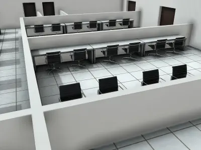 office with server room Low-poly 3D model