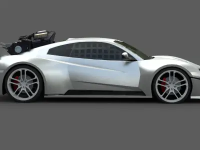 Futuristic Super Eco Hypercar 3D Model High-Detail Realistic Low-poly 3D model