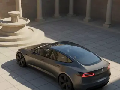 Futuristic Tesla Electric Car  Low Poly 3D Model Low-poly 3D model