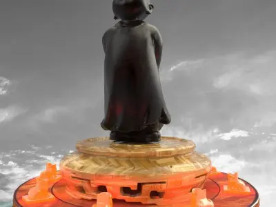 Chinese display stand with monk kid  3D model