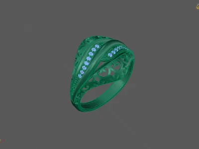 Women Ring With Stone Diamond Ready STL 3DM Models Womens Rings 3D print model 10