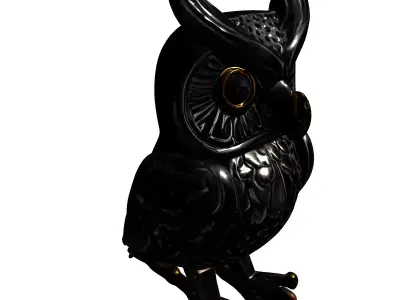 Elegant Metallic Owl Decorative Sculpture Low-poly 3D model