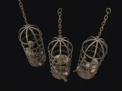 Prisoner Corpse in Cage 2 Low-poly 3D model