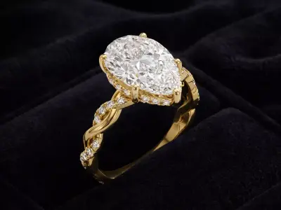 Pear Cut Diamond Twisted Infinity Ring Hidden Halo 3D print model