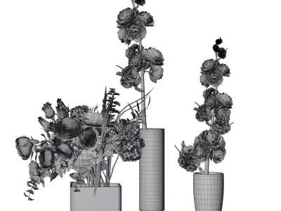 Flower plant set 06 3D model