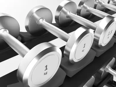 Gym-Tools-Fitness-Body-Building-set-08 dumbbell rack with fou... 3D model