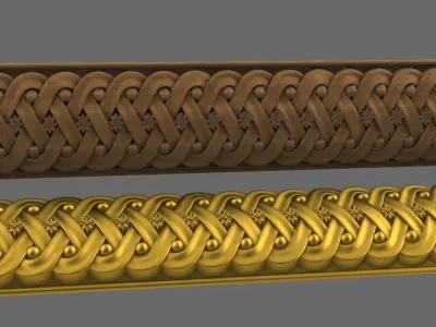 Moulding 3D model gold and braided border 3D model