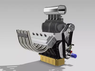 Vintage HEMI Supercharged Injected Nostalgia Engine 3D print model