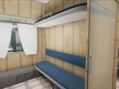 Train Passenger and Train Station 02 Low-poly 3D model