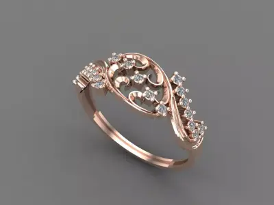 Womens Diamond Signet Ring Women Rings 3dmodels 3D print model 3D print model 16