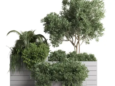 stand plant box garden outdoor plant wooden box pot 3D model