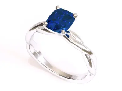 Twisted Rope Solitaire Engagement Ring Cushion 3D print model