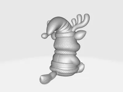 Cute Christmas Reindeer Figurine Adorable Holiday 3D print model