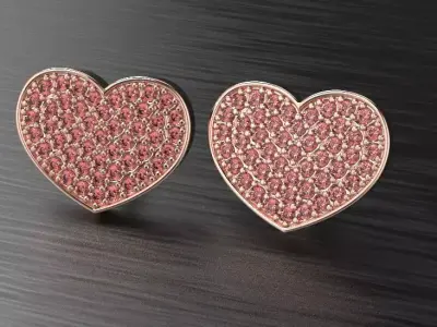 Studs Earrings of heart  3D print model