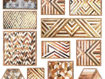 collection 12 model of wood wall work  scandinavian rustic frame 3D model