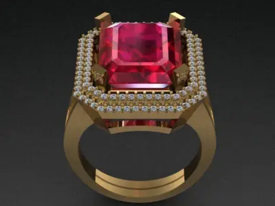 Unisex Ruby Golden Ring  3D print model