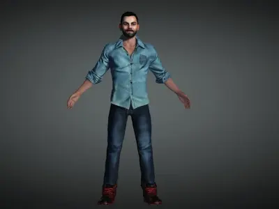 Virat Kohli  Indian Star Cricketer Low-poly 3D model