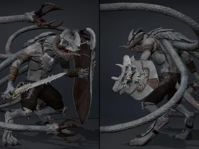 Ghost Swordman Tentacle Low-poly 3D model