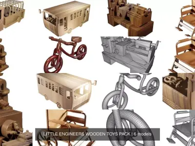 LITTLE ENGINEERS WOODEN TOYS PACK 3D Model Collection