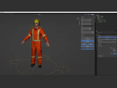Miner-Worker - Modular - Rigged Low-poly 3D model