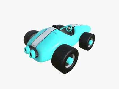 Cartoon Kart F10 Light Blue - Vehicle Racing Design Low-poly 3D model