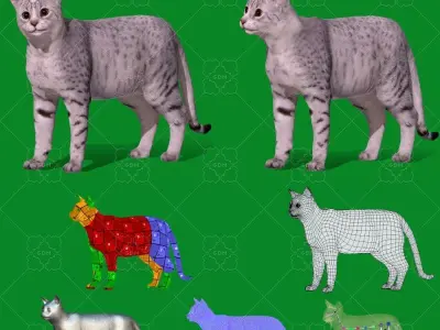Egyptian Mau Cat Low-poly 3D model