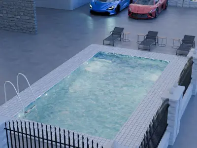 Modern villa with swimming pool V2 3D model