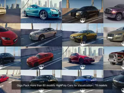 Giga Pack more than 80 models HighPoly Cars for Visualization