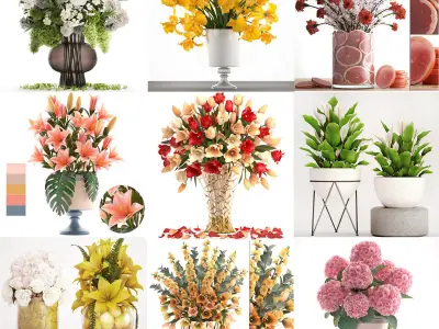 Collection of bouquets 40 pieces 3D model