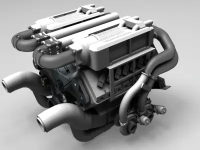 Bugatti W16 Engine 3D print model