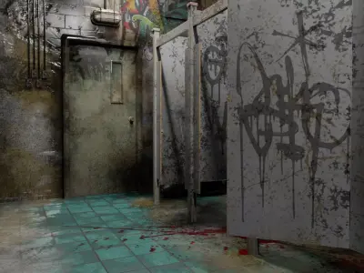 The old public Toilet 2 Low-poly 3D model