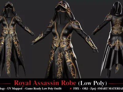 Royal Assassin Robe low poly Low-poly 3D model
