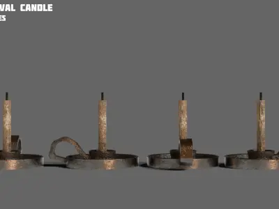 Medieval Candle Free game ready Asset Free low-poly 3D model