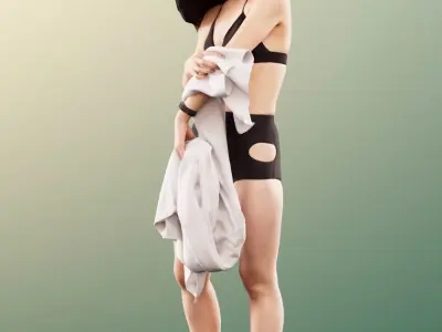 Anita 11366 - Asian Woman In Bikini With Towel 3D model