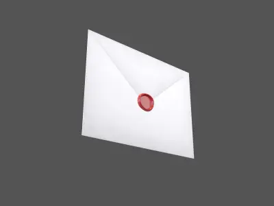Envelope With Wax Seal v1 002 Low-poly 3D model